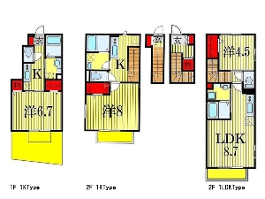 一棟売りアパート 船橋市東船橋6丁目 間取図 一棟売りアパート 船橋市東船橋6丁目 間取図