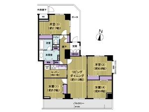 コスモ船橋 船橋市本町5丁目 間取図 コスモ船橋 船橋市本町5丁目 間取図