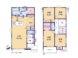 新築一戸建て 船橋市坪井西1丁目 間取図