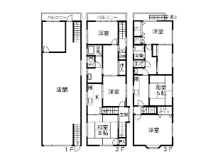 店舗付住宅 船橋市前原西7丁目 間取図