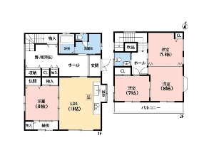 中古一戸建て 船橋市田喜野井4丁目 間取図